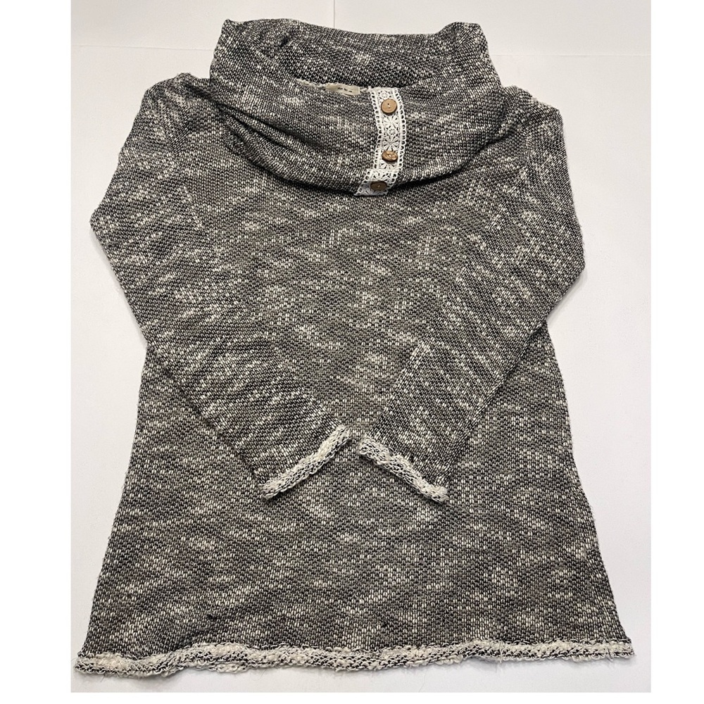 Mon Ami USA Sweater, Black, Beige, Women’s Cowl Neck Sweater With Buttons, Med